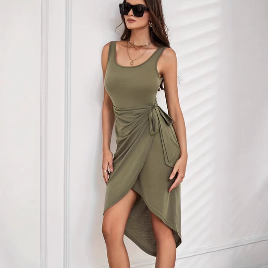 Damen Wickelkleid mit modernem Detail und figurbetonendem Schnitt EB