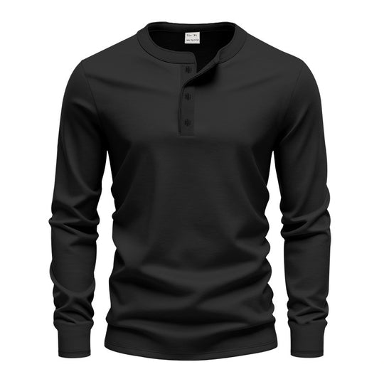 Herren nan tailliertes Langarm-Henleyshirt mit Stehkragen, feinem Baumwollstretch und Rippbündchen EB