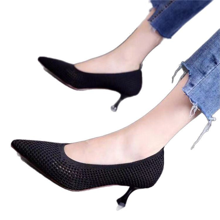 Damen elegante Spitzen-Pumps mit perforiertem Obermaterial EB