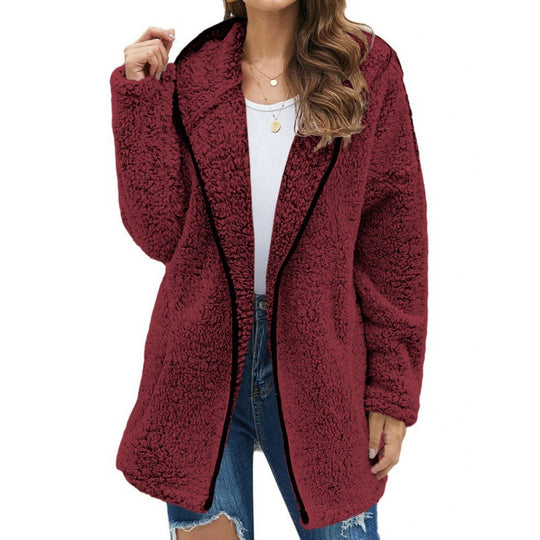 Damen kuschelige Fleecejacke mit weitem Schnitt und hochwertiger Verarbeitung EB
