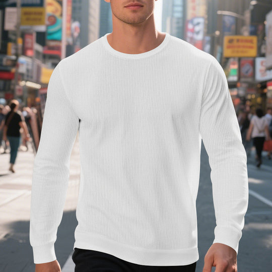 Herren lässiger Rundhalspullover mit strukturiertem Design EB