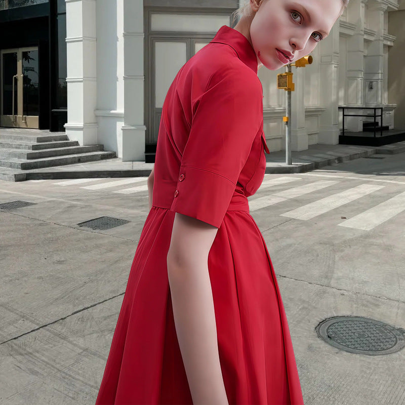 Damen Hemdkleid mit tailliertem Gürtel und klassischen Details EB