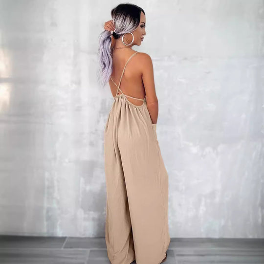 Damen Jumpsuit mit Schlaufen-Details und Taschen EB