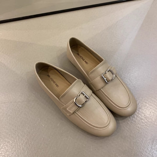 Damen elegante Mokassins mit dekorativem Schnallenverschluss EB