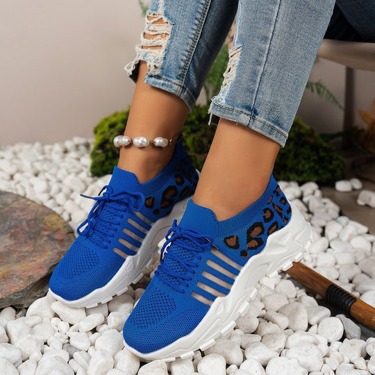 Damen Sportliche Sneakers mit modischem Leo-Design EB