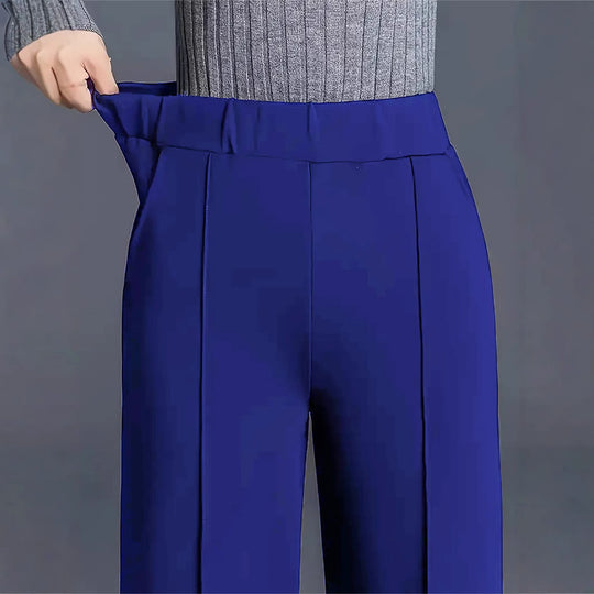 Damen Hochtaillierte Palazzo-Hose mit seitlichen Falten EB