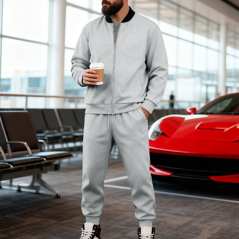 Herren nan sportlicher Freizeitanzug aus weicher Baumwollmischung mit Reißverschlussjacke und elastischer Jogginghose EB