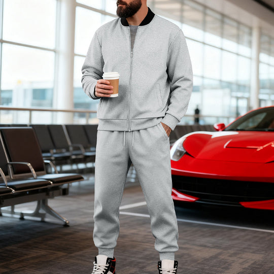 Herren nan sportlicher Freizeitanzug aus weicher Baumwollmischung mit Reißverschlussjacke und elastischer Jogginghose EB