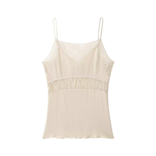 Damen Spitzen-Cami-Top mit zarten Trägern und eleganten Details EB