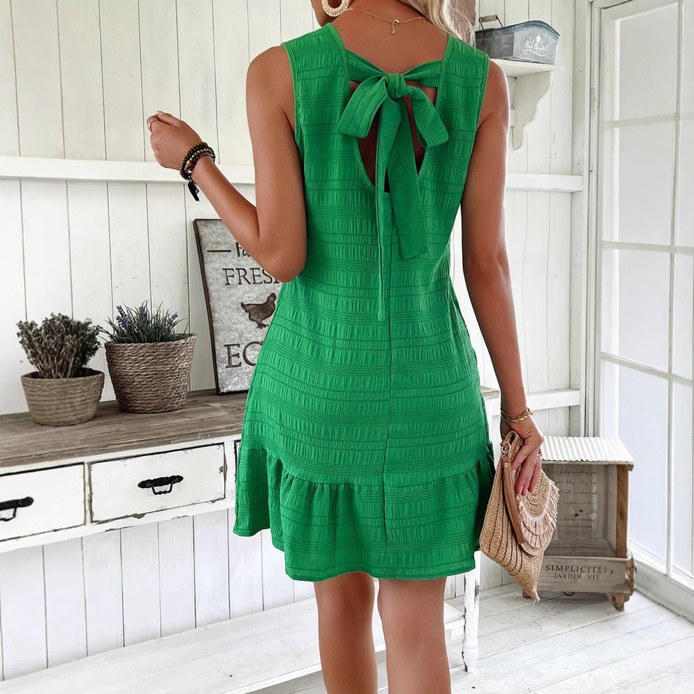 Damen Freizeitkleid mit Rüschensaum und strukturiertem Stoff EB