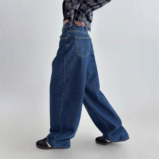 Damen Hochtaillierte Baggy-Jeans EB