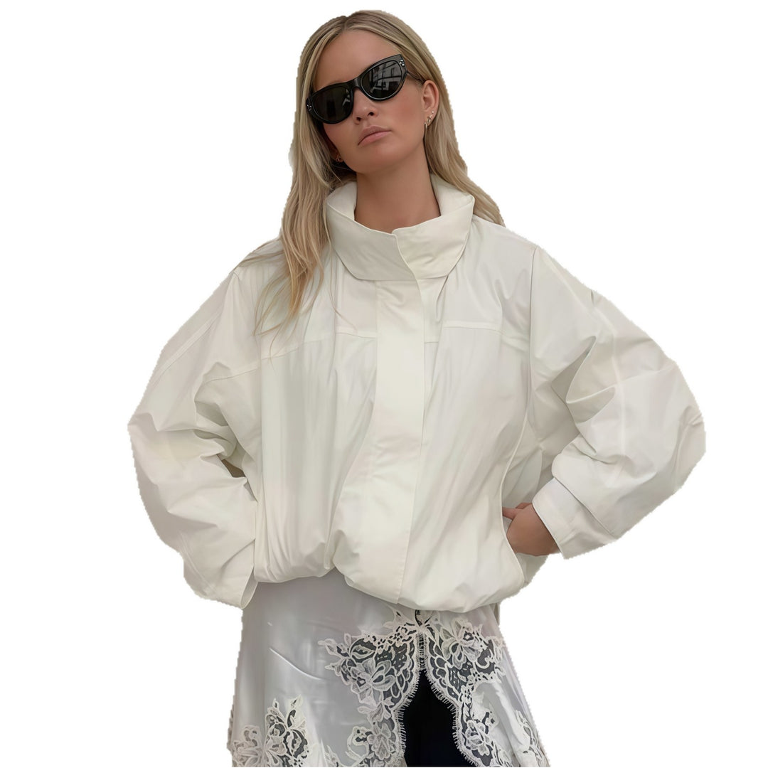 Damen Funktionale Oversized-Jacke mit hohem Kragen und innovativem Design EB