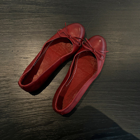 Damen Ballerina Schuhe aus weichem Leder mit elegantem Schleifendetail EB