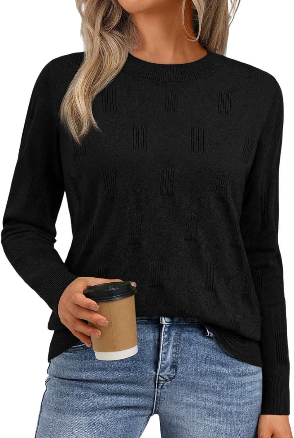 Damen Strickpullover mit strukturiertem Muster und lässigem Schnitt EB