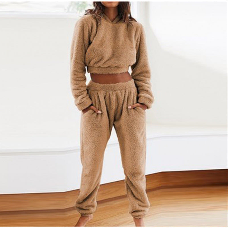 Damen kuscheliges Lounge-Set aus weichem Fleece EB