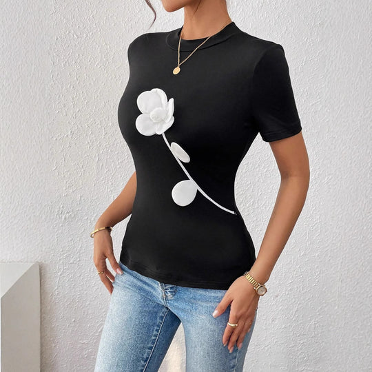 Damen T-Shirt mit floralem 3D-Design EB