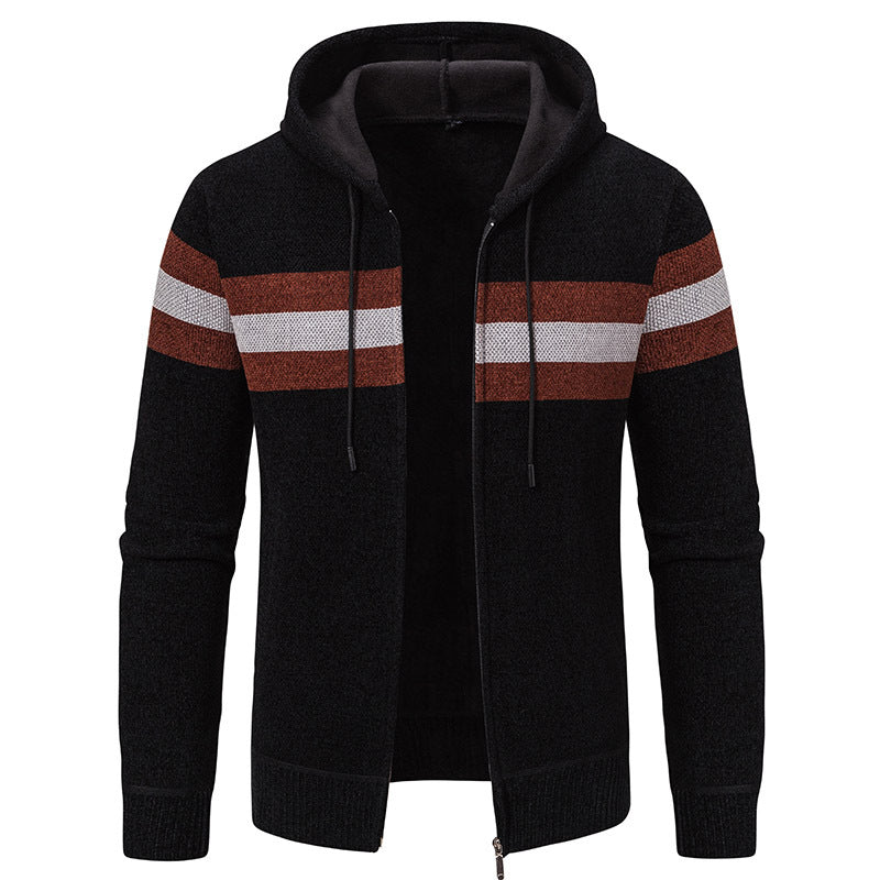 Herren modische Kapuzenjacke mit strukturiertem Design und elegantem Innenkragen EB