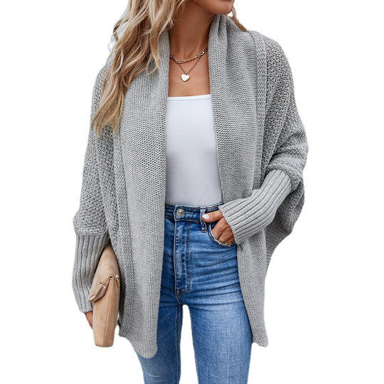 Damen Strickjacke mit offenem Schnitt und voluminösen Ärmeln EB
