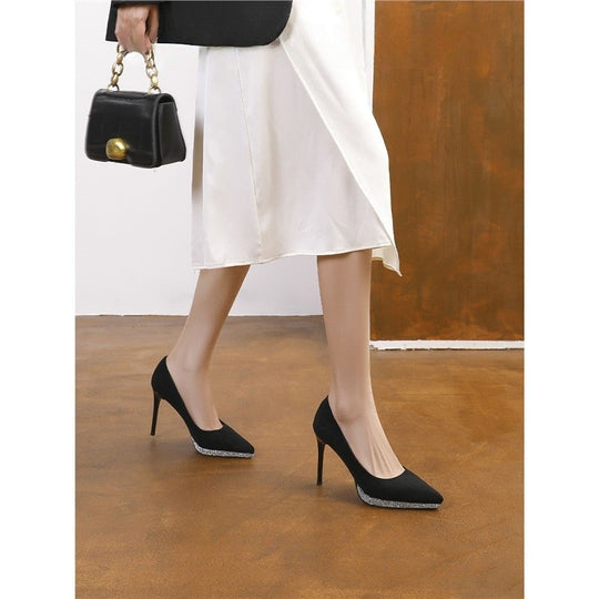 Damen elegante spitze High Heel Pumps mit goldenen Akzenten EB