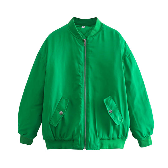 Damen lässige Bomberjacke mit praktischen Taschen und Reißverschluss EB