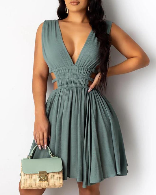 Damen Sommerliches Midi-Kleid mit Tailleneinschnitten EB