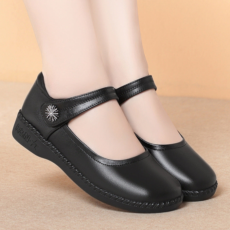 Damen Bequeme Mary Jane Ballerinas mit modischem Riemen und dekorativem Schmuckdetail EB