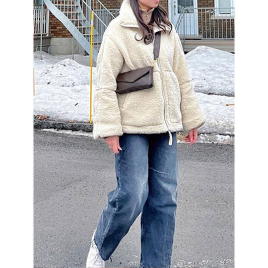 Damen Fleecejacke mit hochschließendem Kragen und Taschen EB