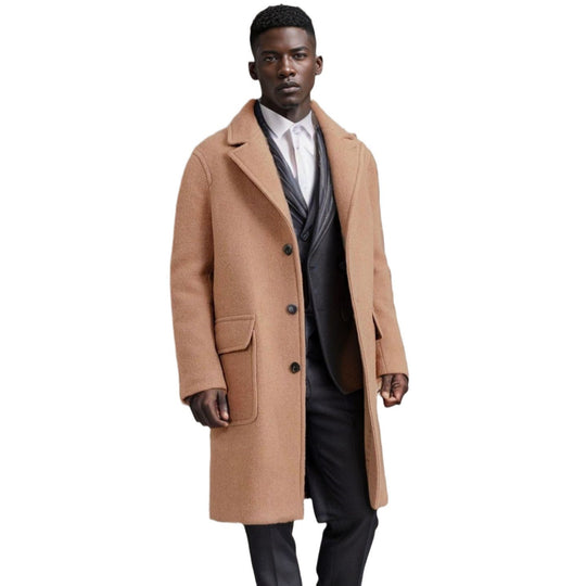 Herren eleganter Wollmantel mit doppelter Knopfreihe und praktischen Eingrifftaschen EB