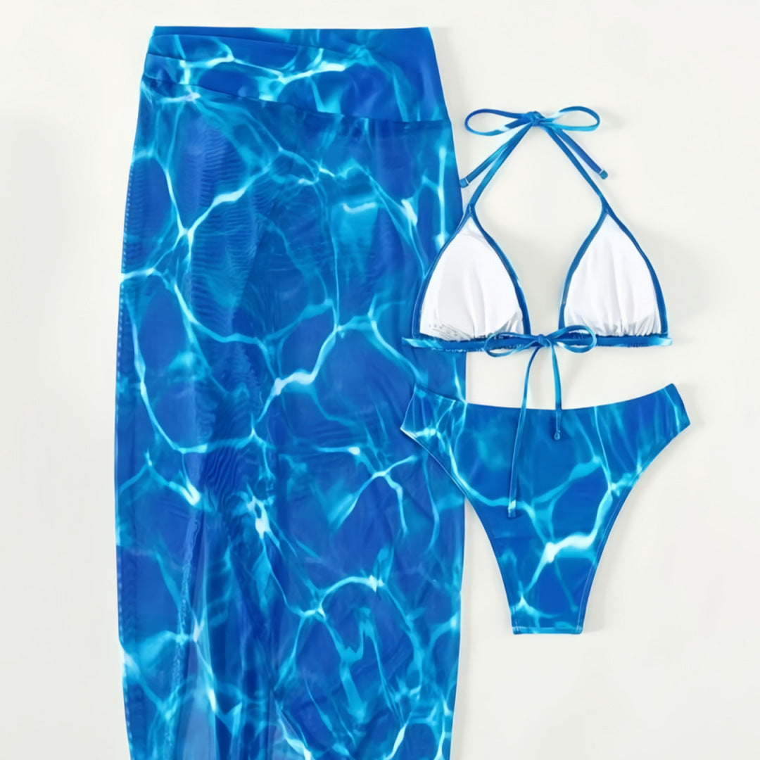 Damen Triangel-Bikini-Set mit eleganter Strandsarong EB