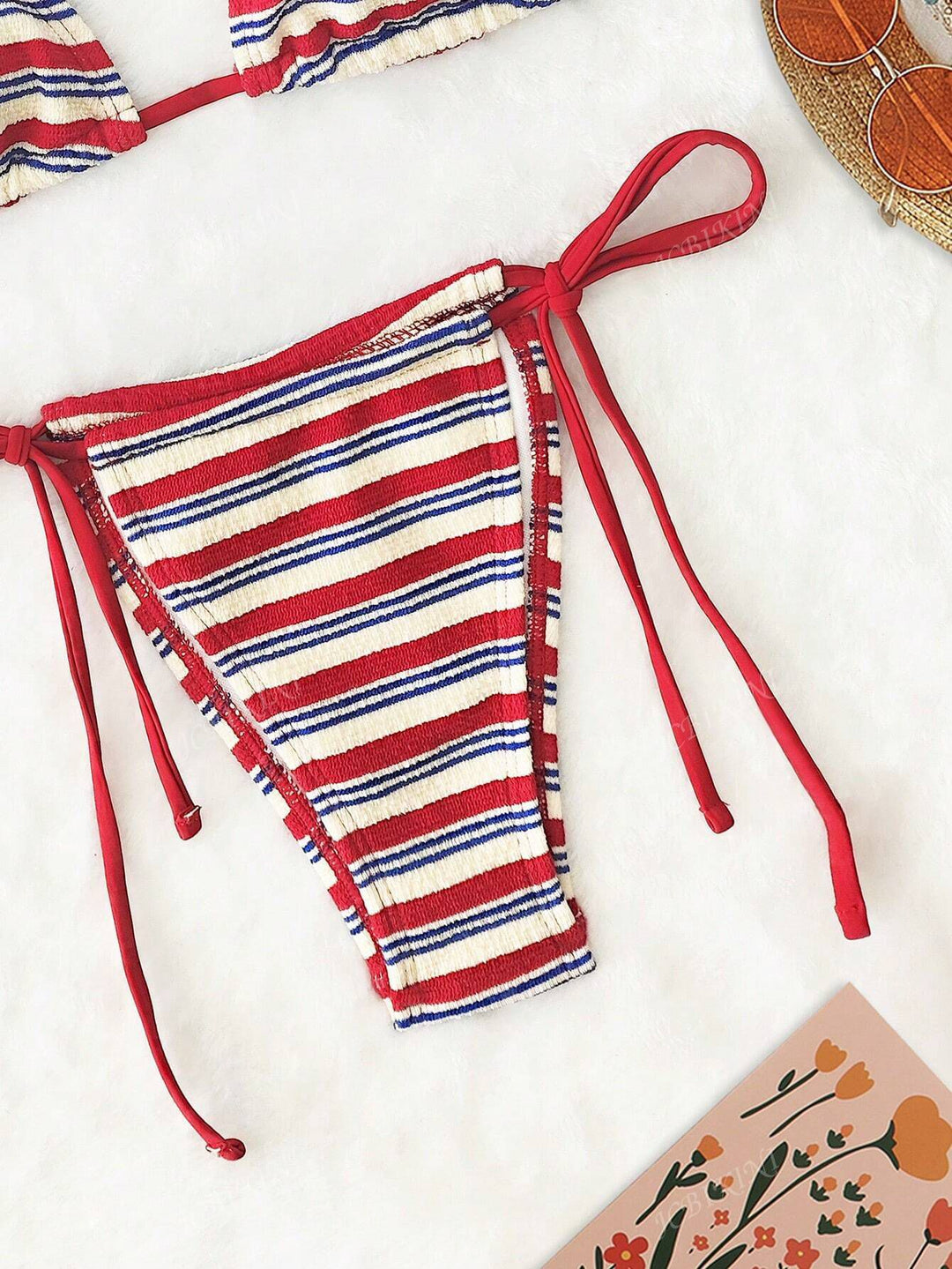 Damen Triangel-Bikini mit buntem Streifenmuster EB