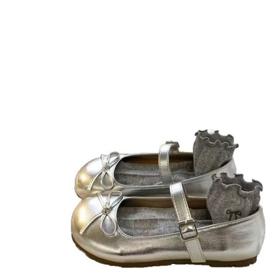 Damen Ballerinas mit verstellbarem Riemen und modischem Glanz EB