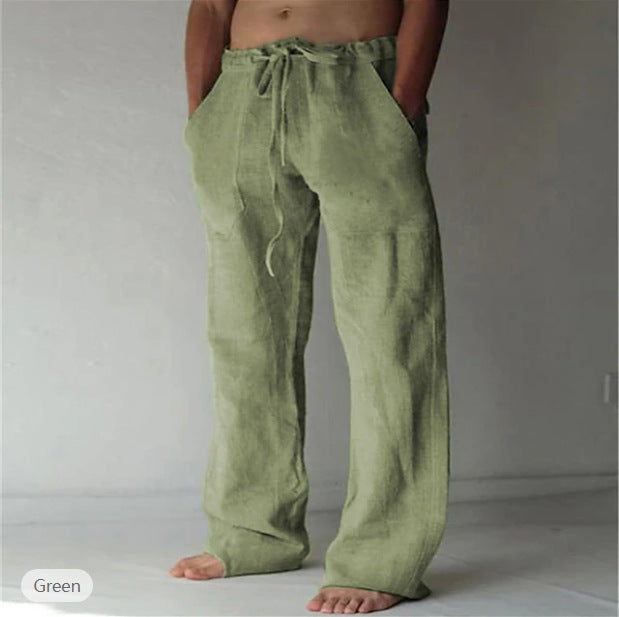 Herren nan Leinenhose mit weitem Schnitt Kordelzug und Seitentaschen EB