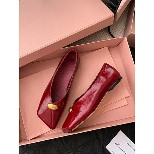 Damen Klassische Ballerinas mit modischem Knopf EB