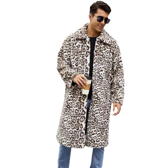 Herren Modischer Kunstfellmantel im Schlangenleder-Look EB