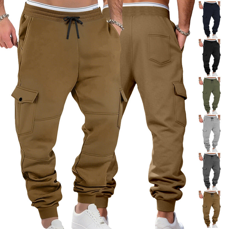 Herren nan sportive Jogginghose mit Cargotaschen Kordelzug und geripptem Knöchelsaum EB