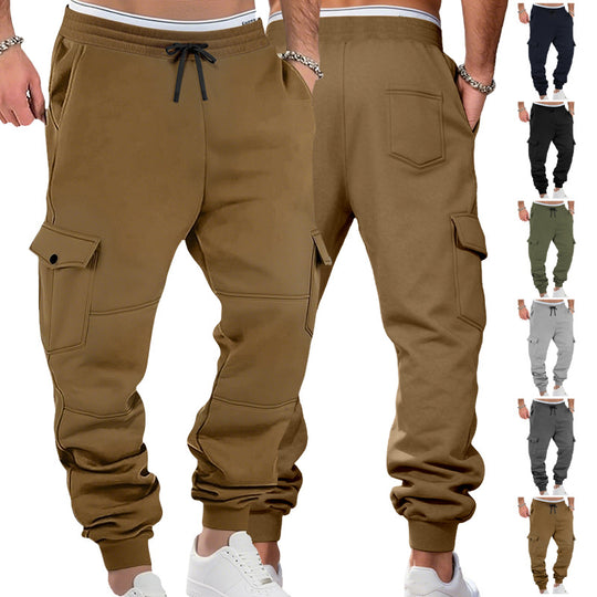 Herren nan sportive Jogginghose mit Cargotaschen Kordelzug und geripptem Knöchelsaum EB