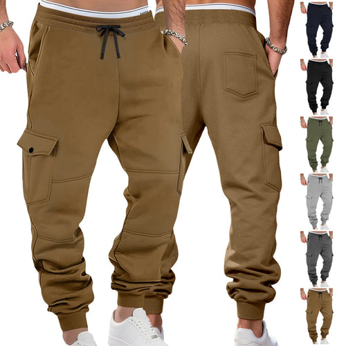 Herren nan sportive Jogginghose mit Cargotaschen Kordelzug und geripptem Knöchelsaum EB