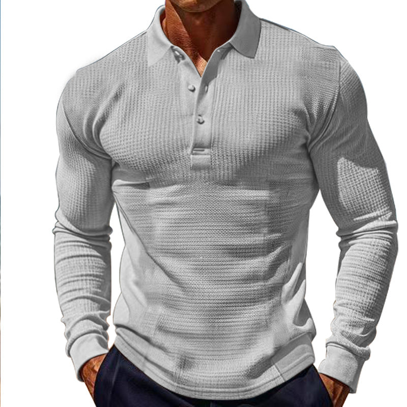 Herren Langarm-Henley-Shirt aus atmungsaktivem Strukturmaterial mit dekorativen Knöpfen EB