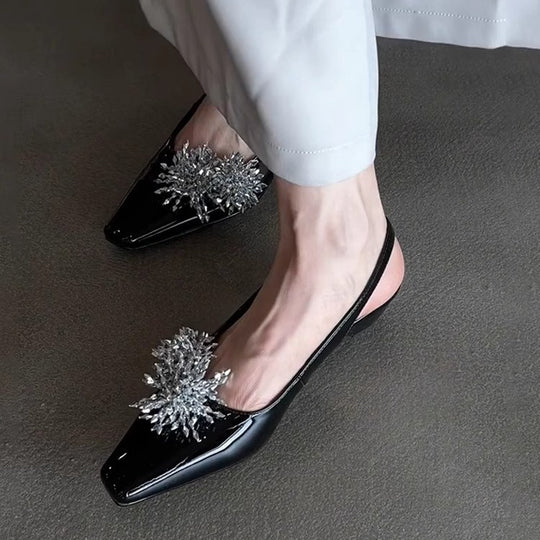Damen Slingback-Pumps mit elegantem Glitzerakzent und komfortablem Blockabsatz EB