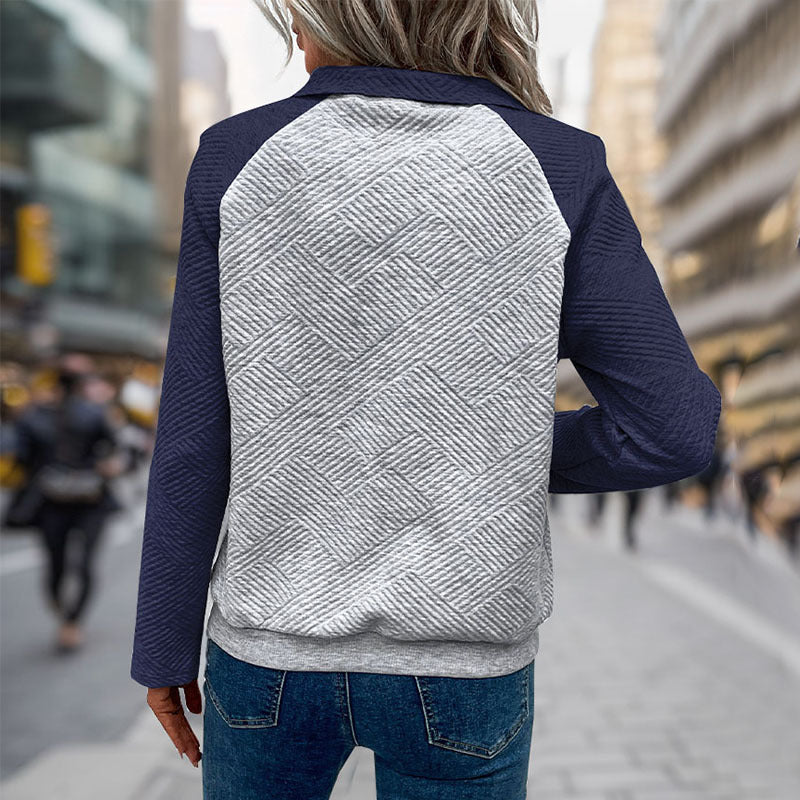 Damen lässiger Sweatpullover mit elegantem strukturiertem Design EB