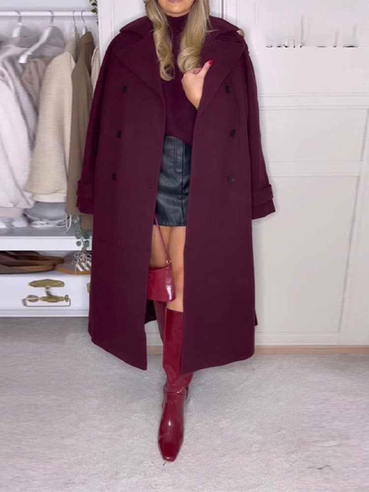 Damen Oversize-Trenchcoat mit doppelter Knopfreihe und großzügigen Taschen EB