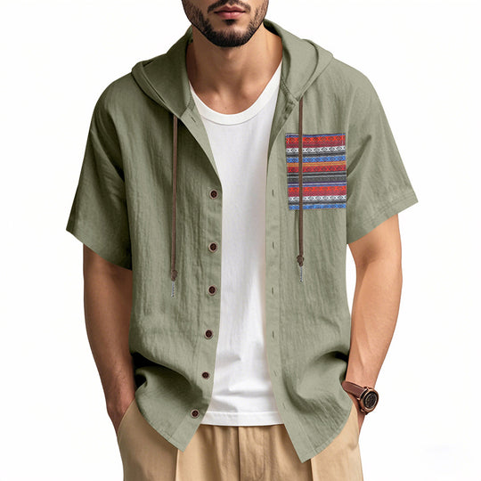 Herren leichtes Kapuzenshirt mit buntem Muster und strukturierter Oberfläche EB