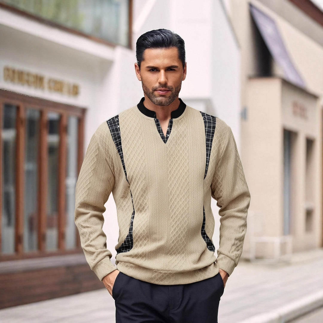 Herren Strickpullover mit modischen Karoelementen EB