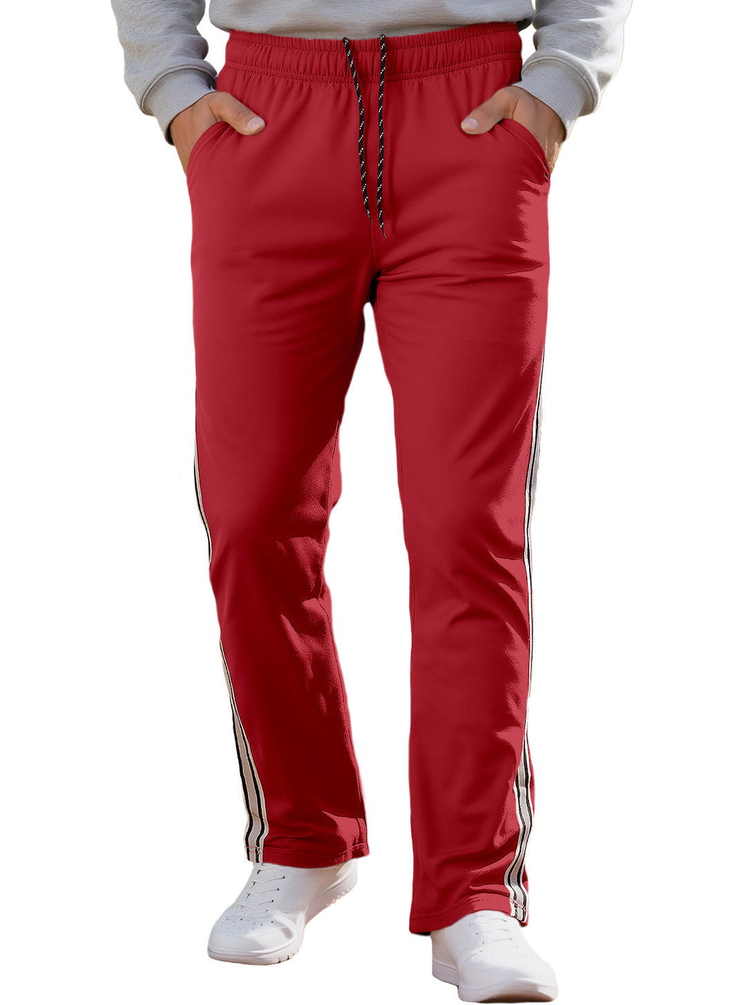 Herren nan Retro-Trackhose mit schmal zulaufendem Bein elastischem Bund Tunnelzug und seitlichen Streifen EB