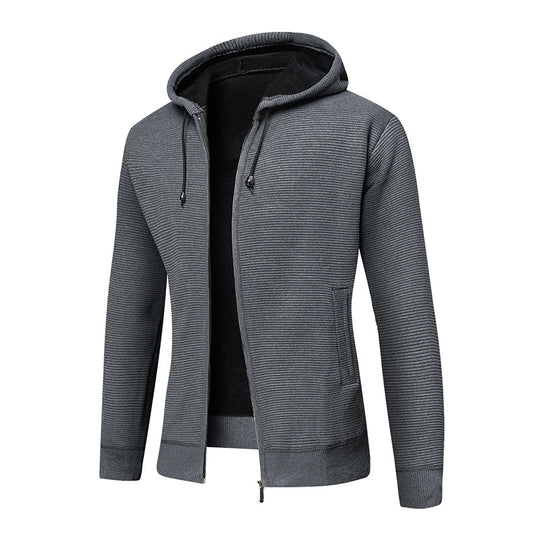 Herren fleecegefütterte Kapuzenjacke mit modischem Rippdesign EB