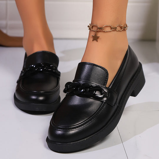 Damen nan Lack-Loafer mit auffälligem Kettendetail und gepolsterter Plateau-Laufsohle EB