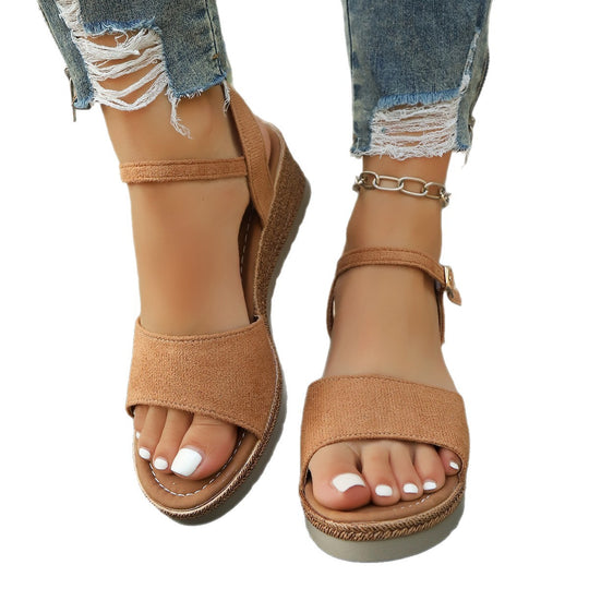 Damen Wedge-Sandalen mit verstellbaren Riemen und bequemer Sohle EB