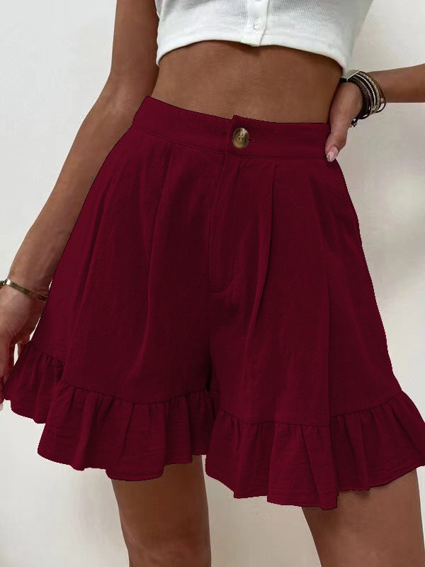 Damen Volant-Shorts mit elastischem Bund und seitlichen Taschen EB