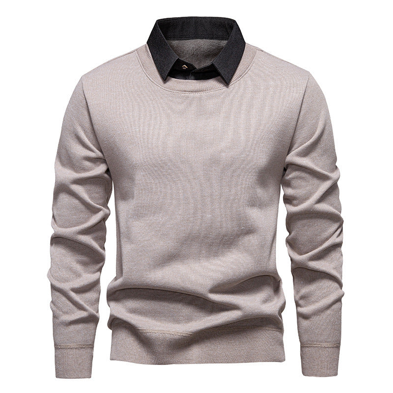 Herren nan Feinstrickpullover mit integriertem Hemdkragen und schmaler Silhouette EB