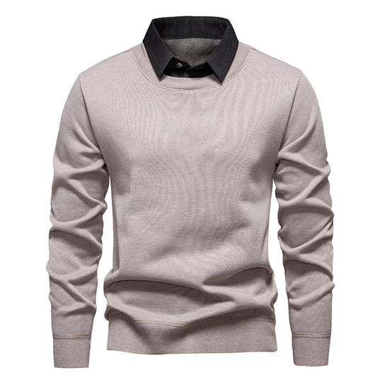 Herren nan Feinstrickpullover mit integriertem Hemdkragen und schmaler Silhouette EB